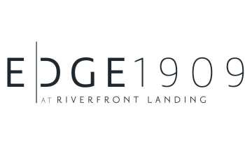 Edge 1909 at Riverfront Landing logo in sleek modern font, embodying urban sophistication.