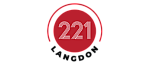 Modern logo for 221 Langdon featuring a bold red circle and stylish typography, representing contemporary living.