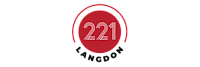 Modern logo for 221 Langdon featuring bold red and white design.