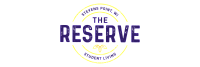 Bold and contemporary logo for The Reserve Student Living in Stevens Point, WI, featuring a stylish circular design with modern typography.