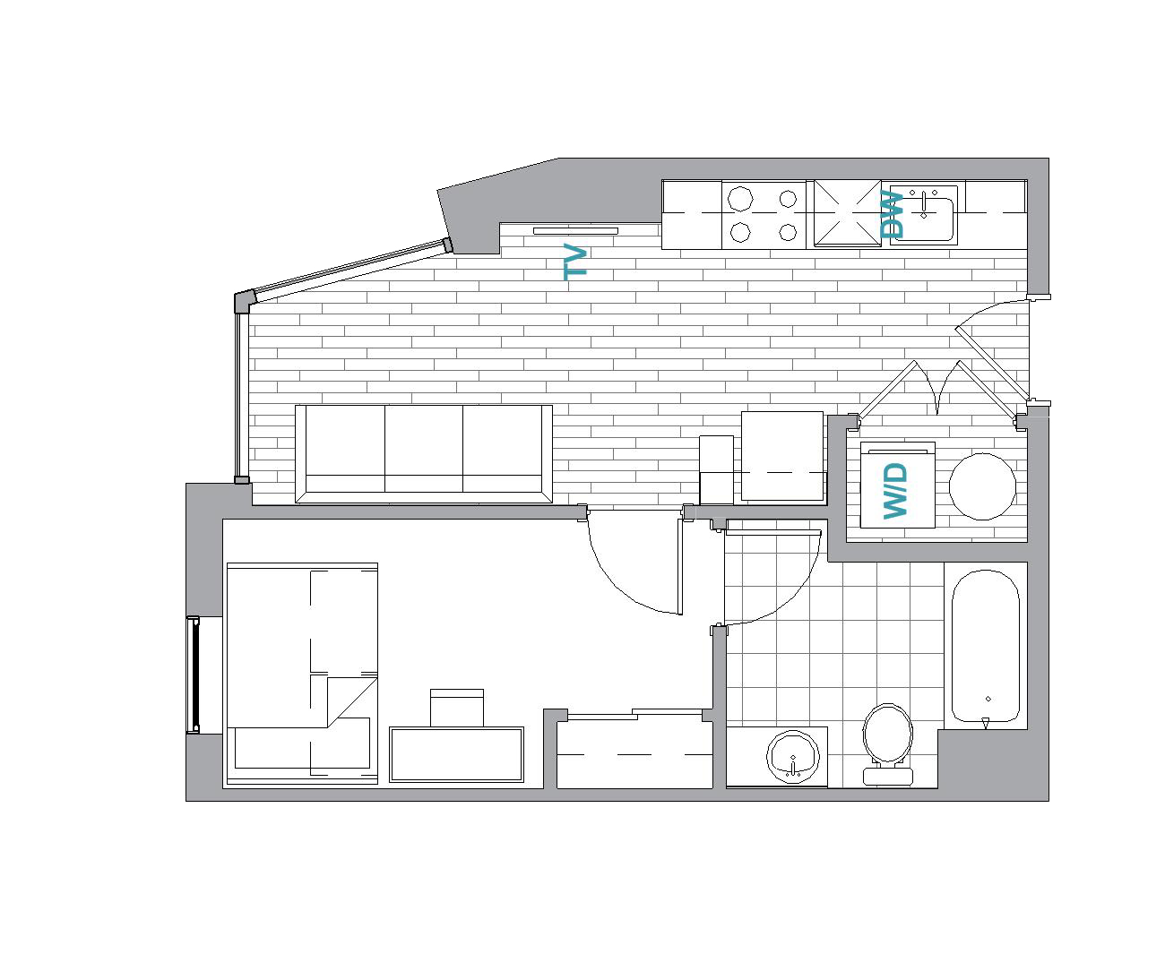 Floorplan image for 1BR/1BA Aerial