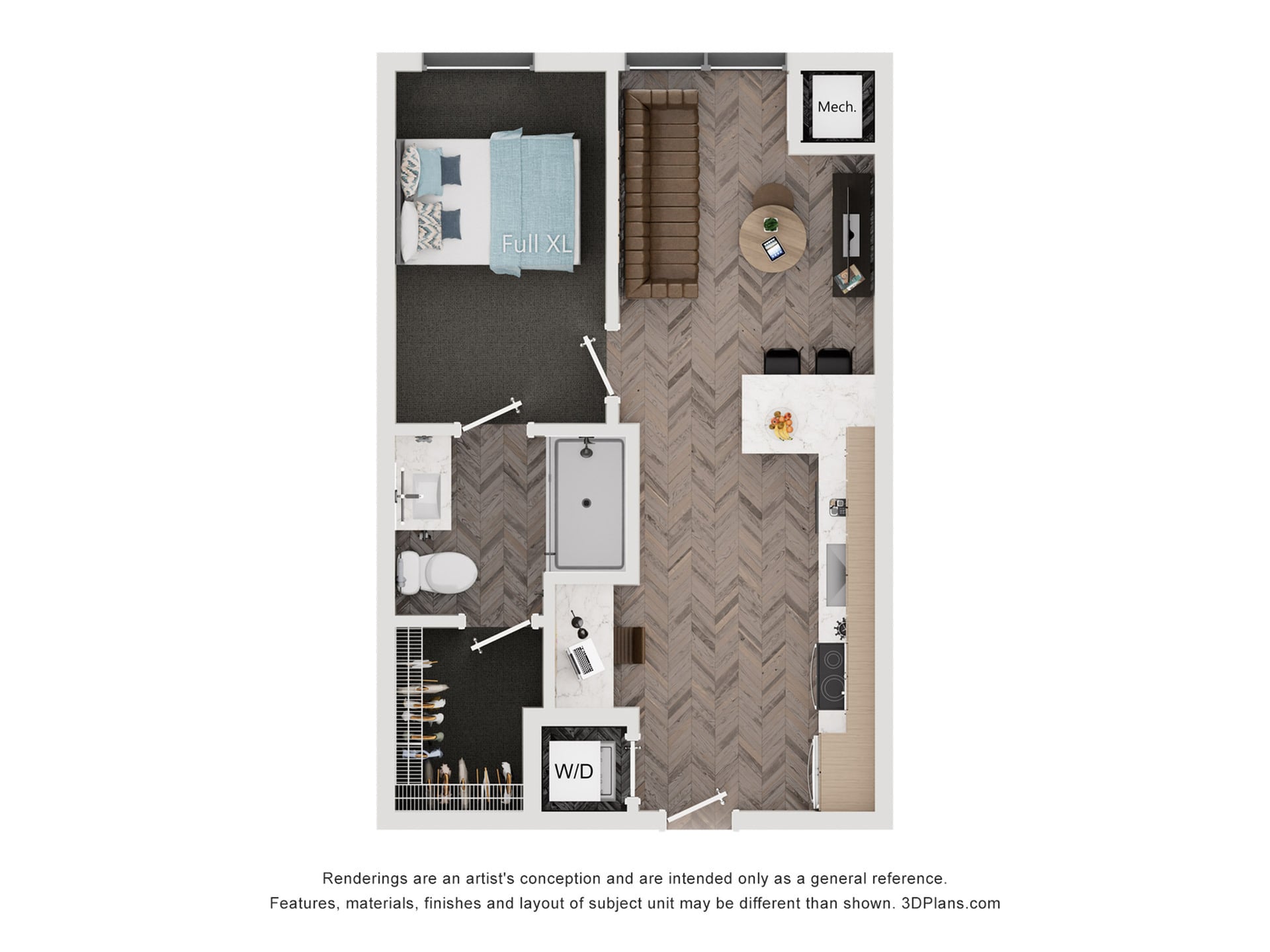 1BR/1BA - A1 – ID:1124164 Floorplan Image