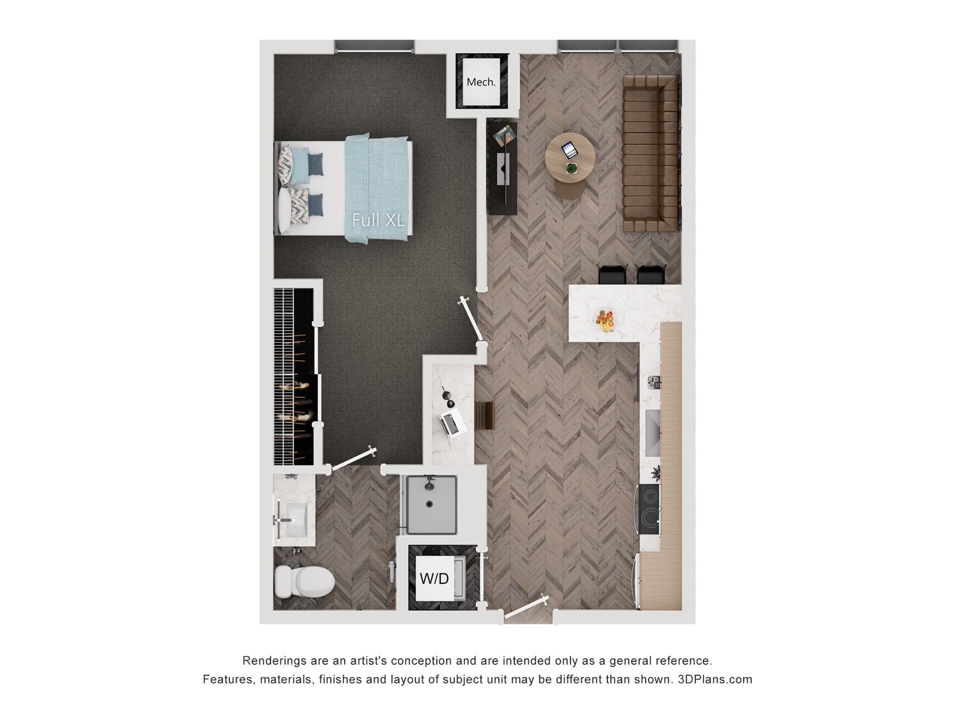 1BR/1BA - A2 – ID:1124165 Floorplan Image
