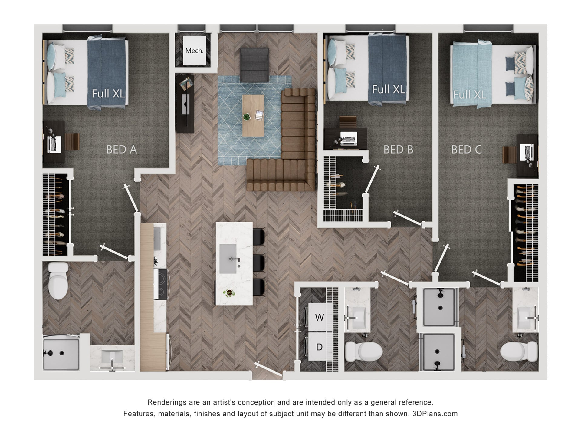3BR/3BA - C2 Horizon – ID:1124172 Floorplan Image
