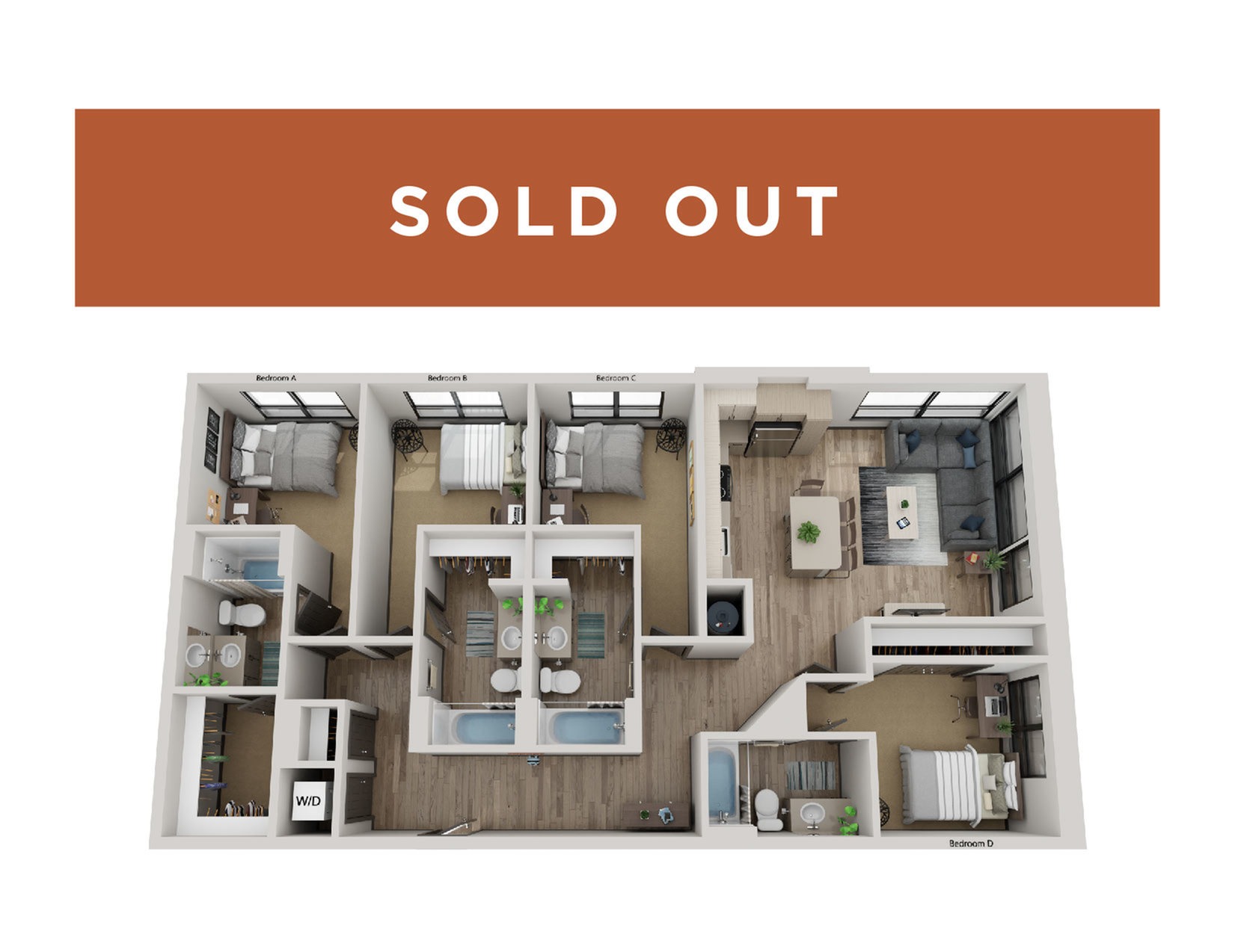 4BR/4BA D7 4 Bed Apartment Canvas Tempe Historical Access