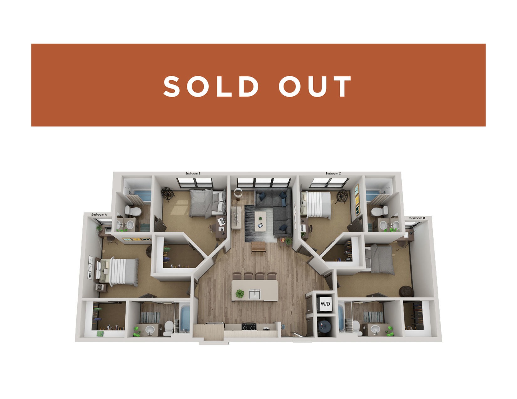 4BR/4BA D2 4 Bed Apartment Canvas Tempe Historical Access