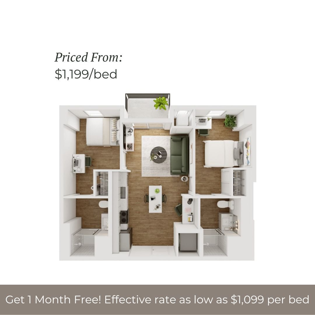 2BR/2BA - D - 5.2 Furnished