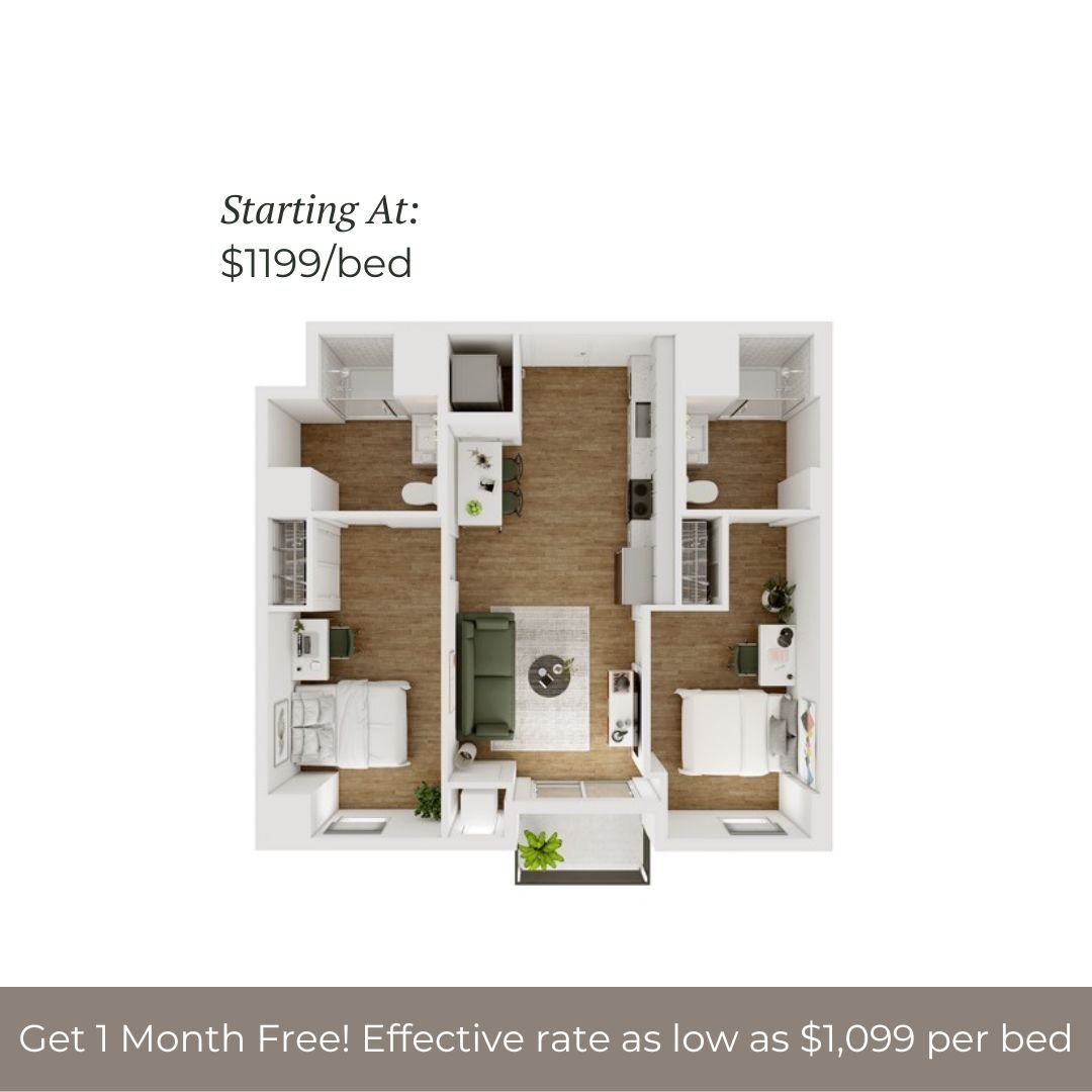 2BR/2BA - D - 3.1 Furnished