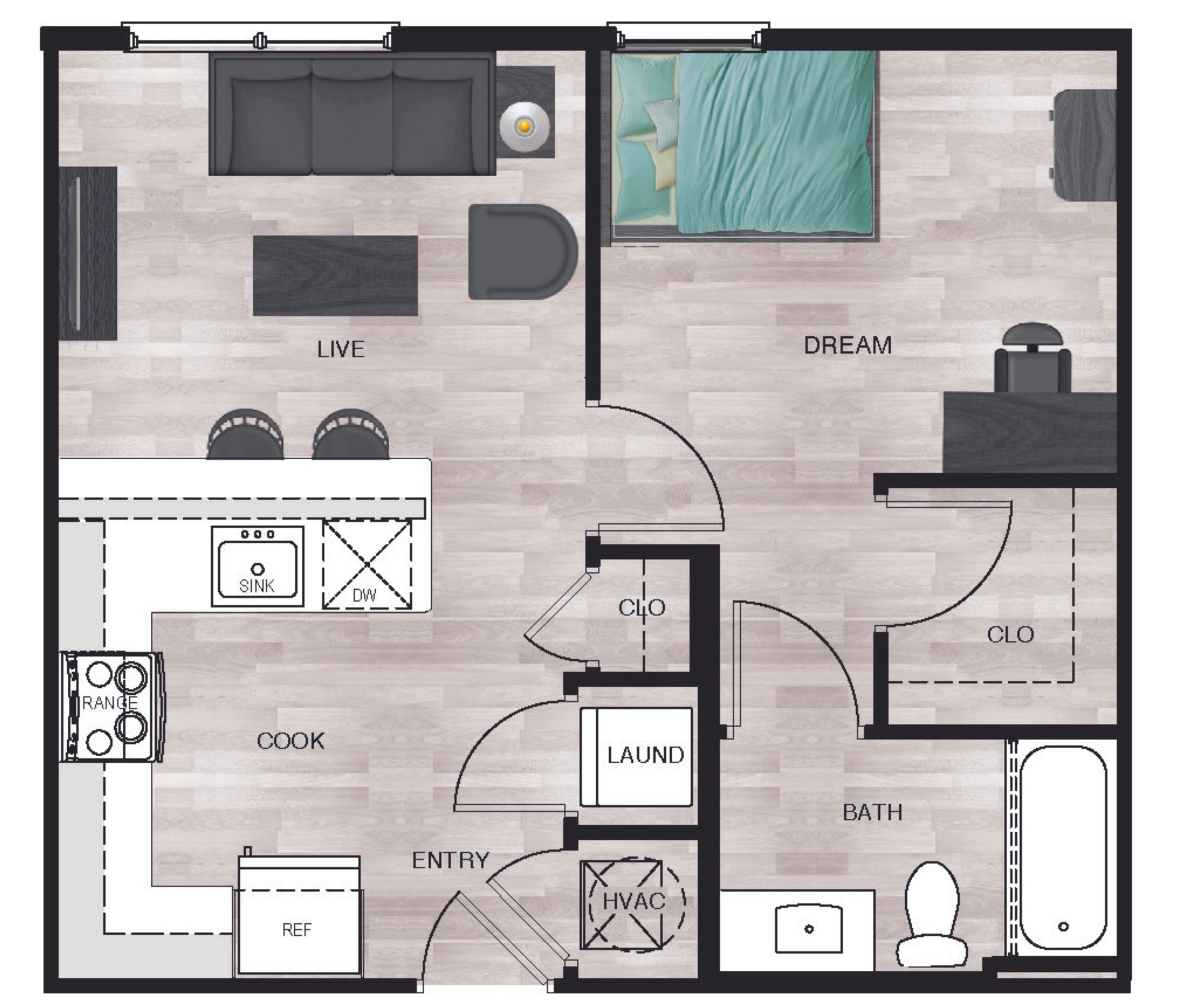 1BR/1BA - A1