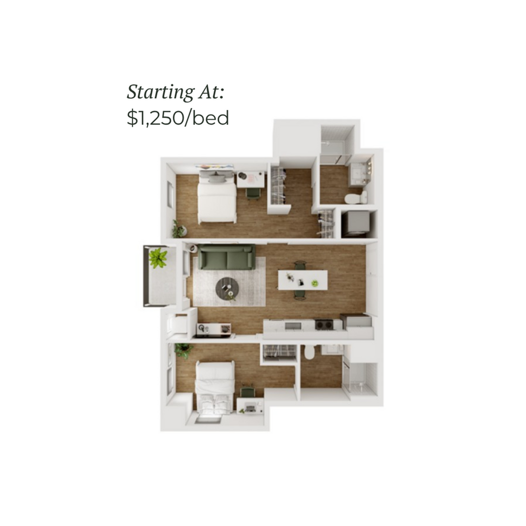 2BR/2BA - D - 1 Furnished