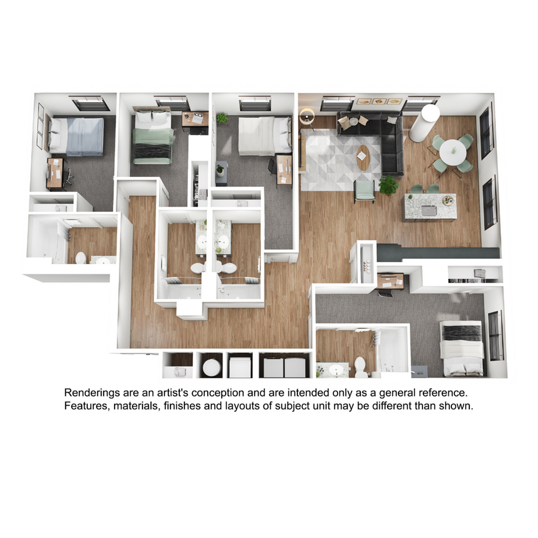 Floor plan layout diagram for 4BR/4BA - D10