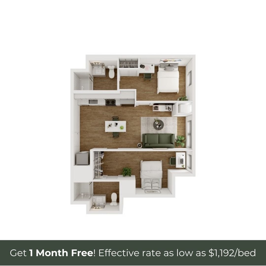 2BR/2BA - D - 2 Furnished