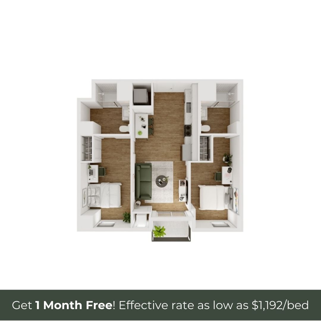 2BR/2BA - D - 3.3 Furnished