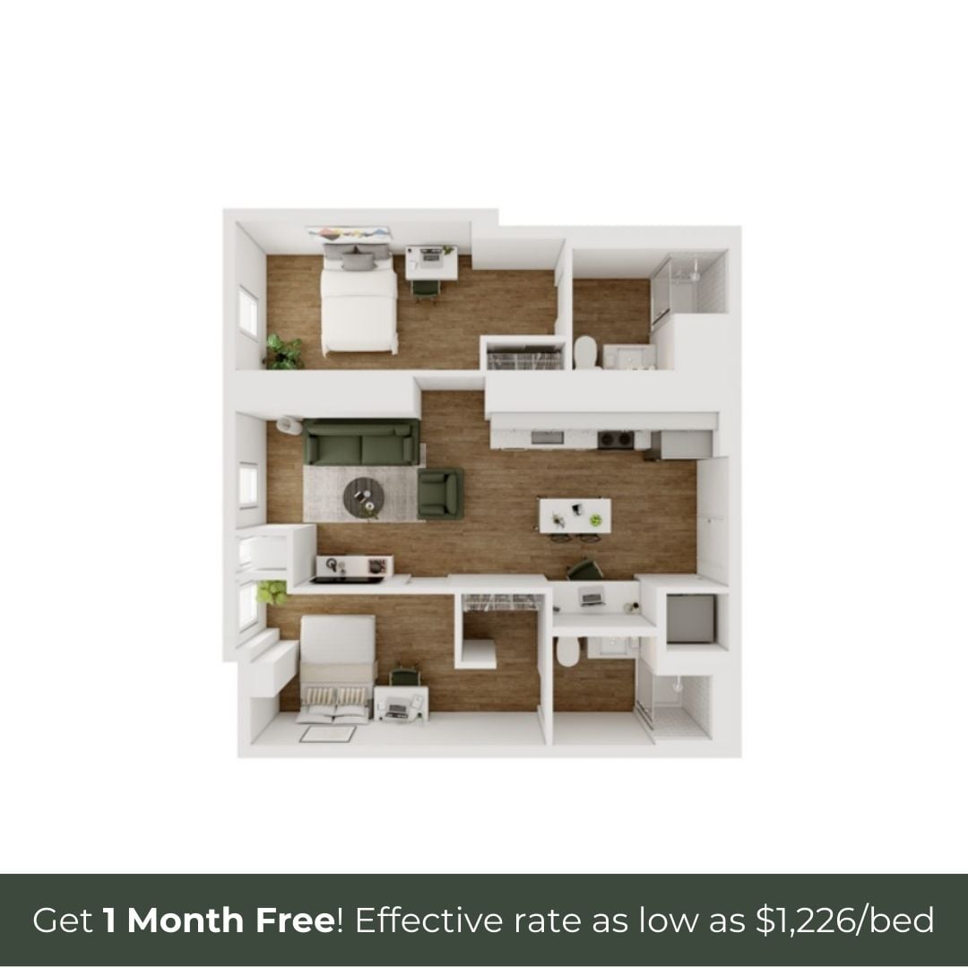 2BR/2BA - D - 4 Furnished