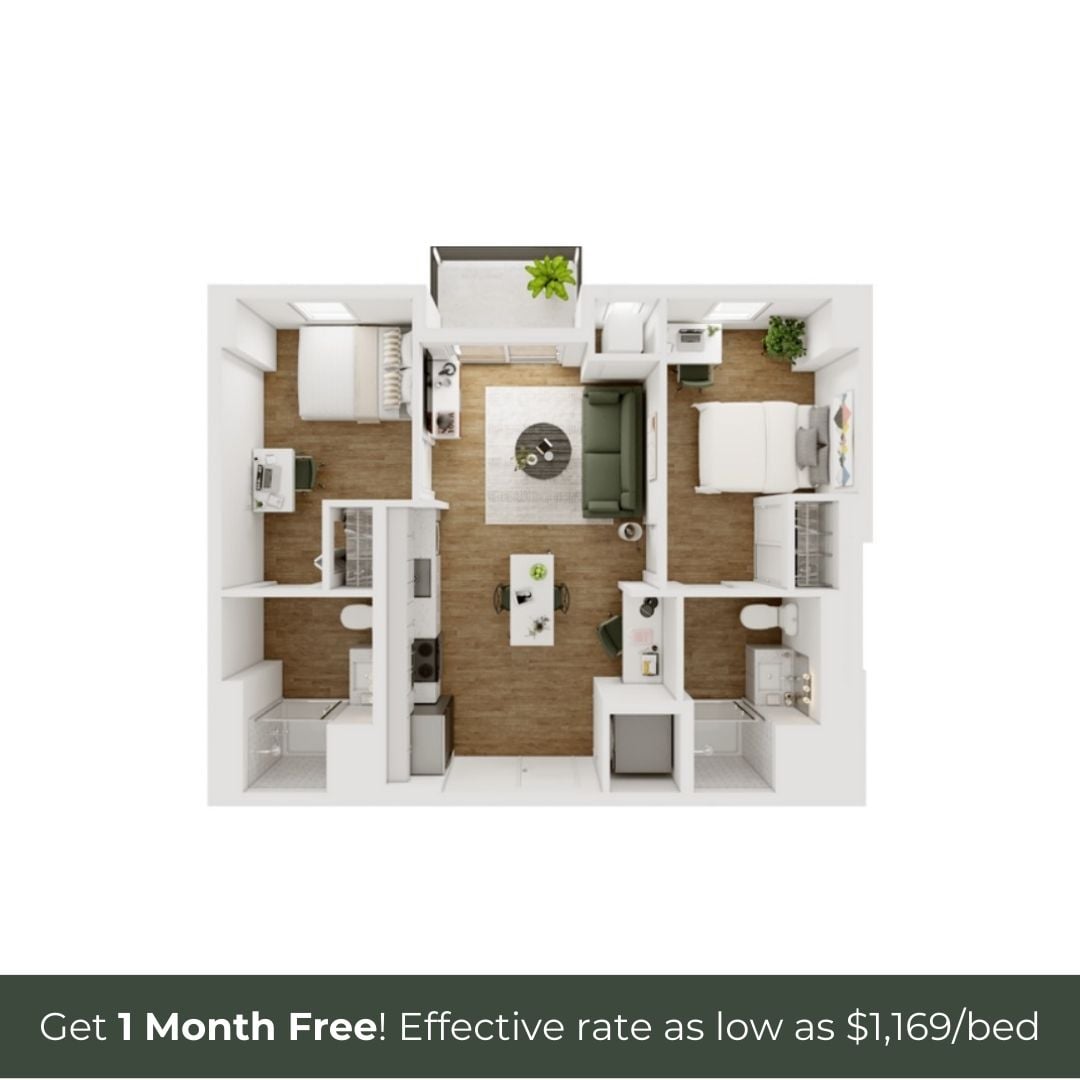 2BR/2BA - D - 5.3 Furnished