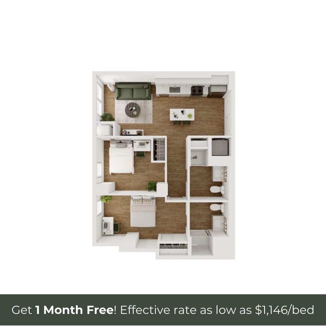 2BR/2BA - D - 6 Furnished