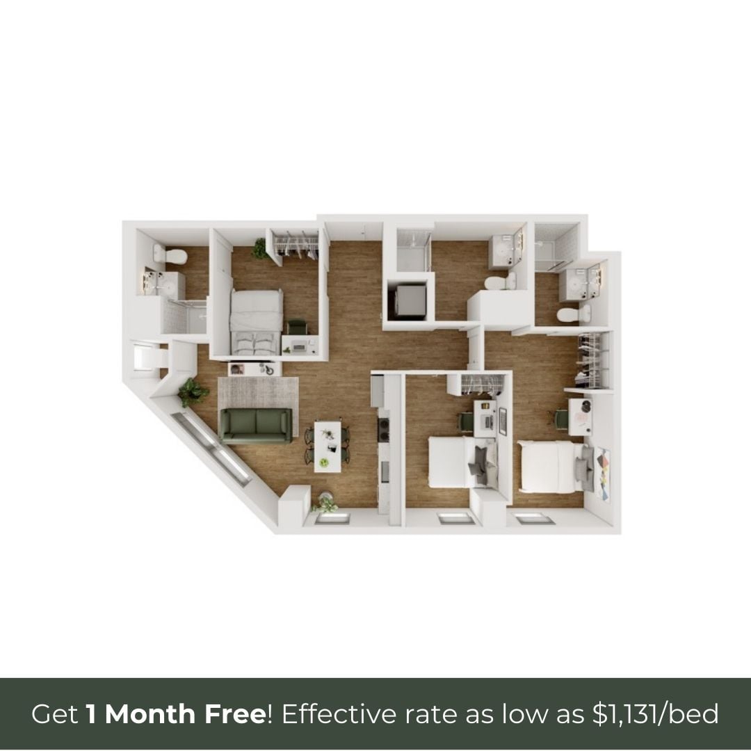 3BR/3BA - E - 1 Furnished