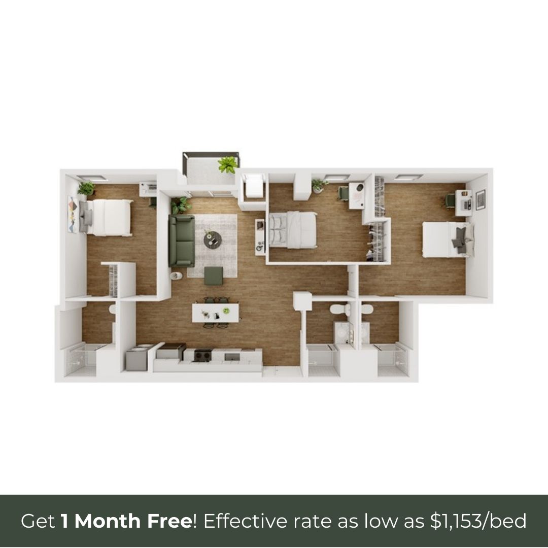 3BR/3BA - E - 3 Furnished