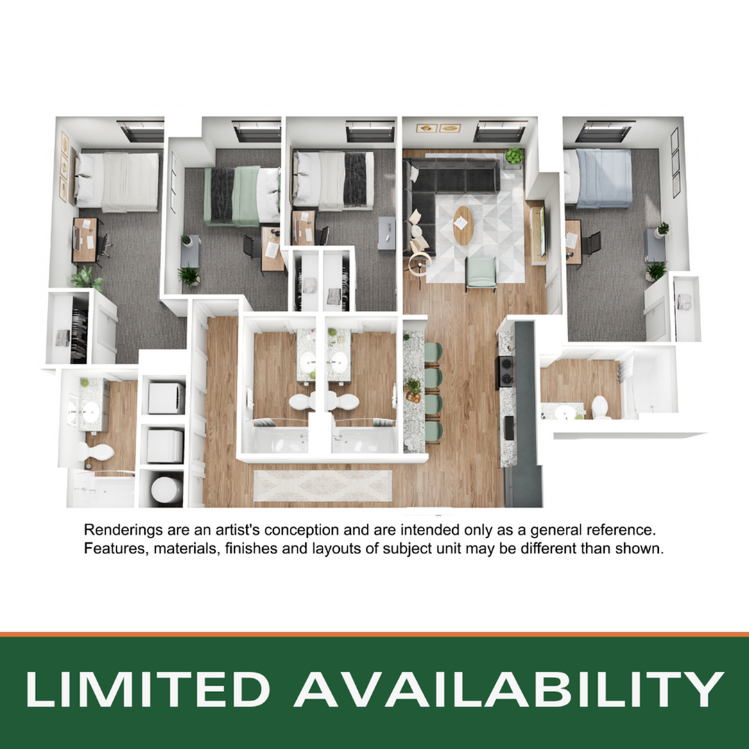 Floor plan layout diagram for 4BR/4BA - D6