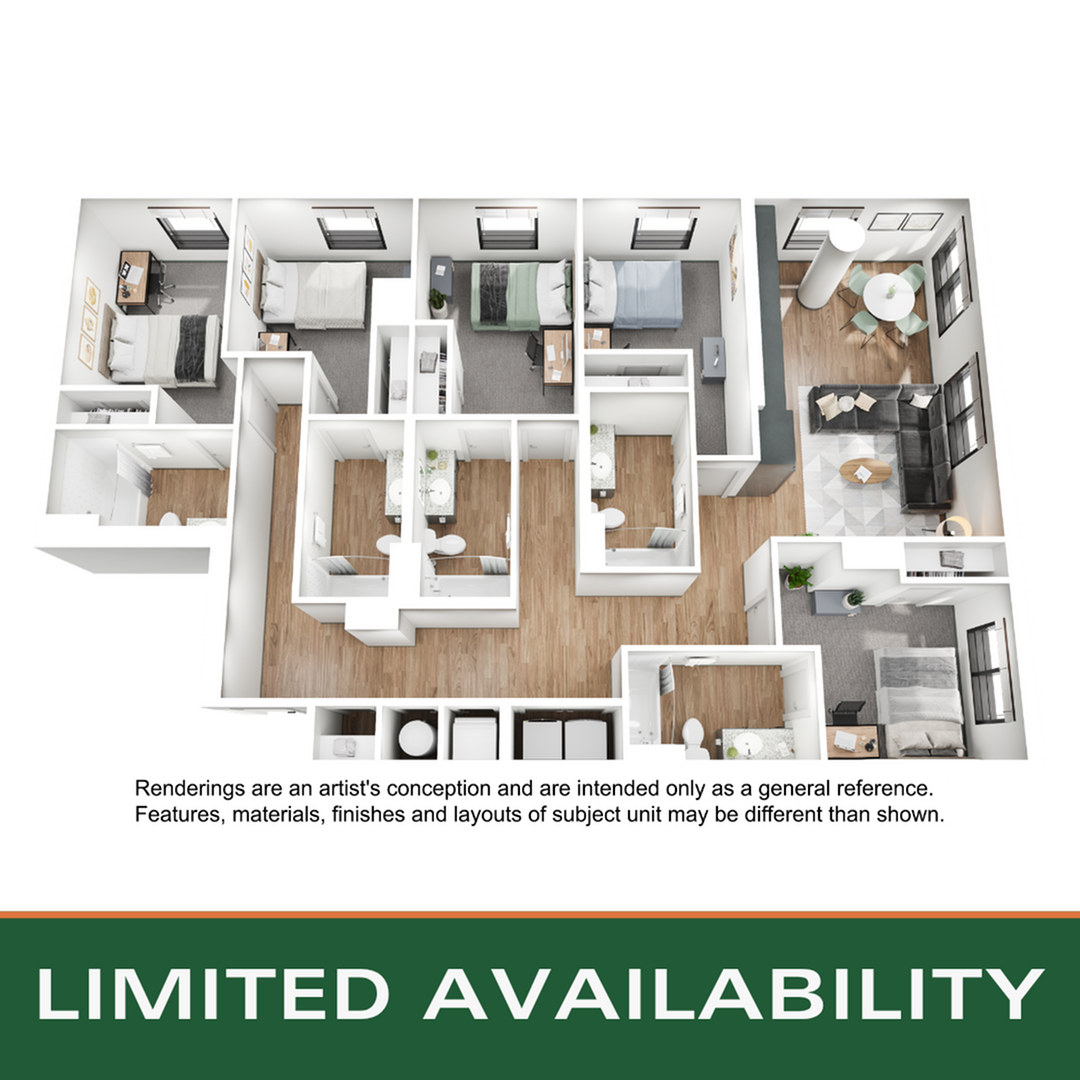 Floor plan layout diagram for 5BR/5BA - E1