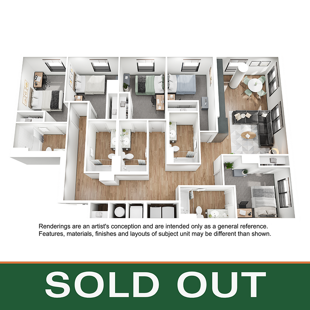 Floor plan layout diagram for 5BR/5BA - E1