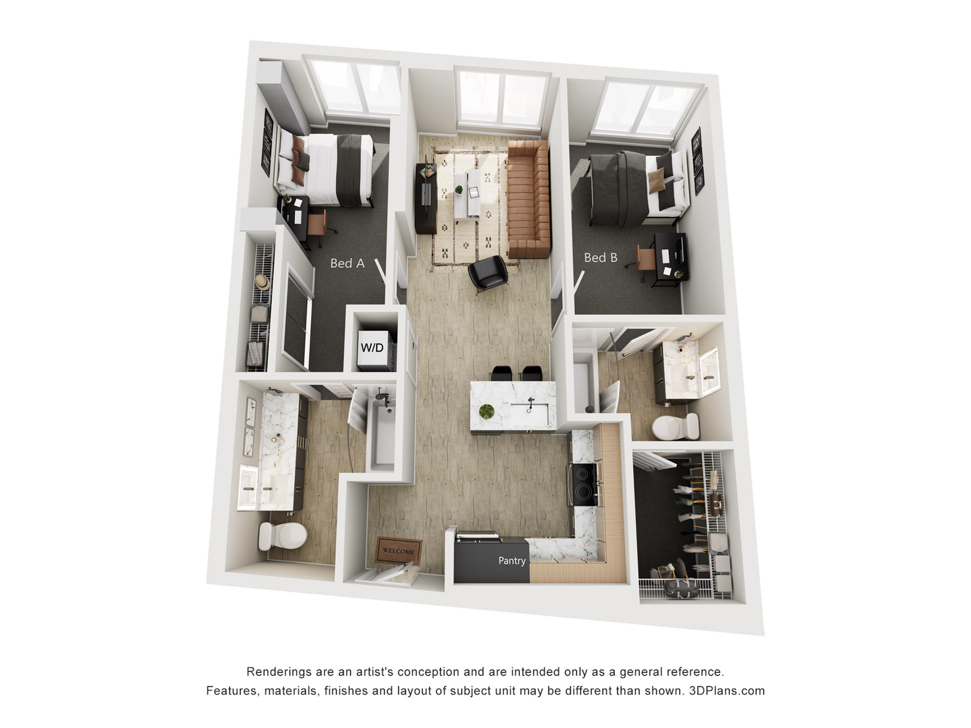 2BR/2BA - B1 ANSI TYPE A – ID:1124154 Floorplan Image