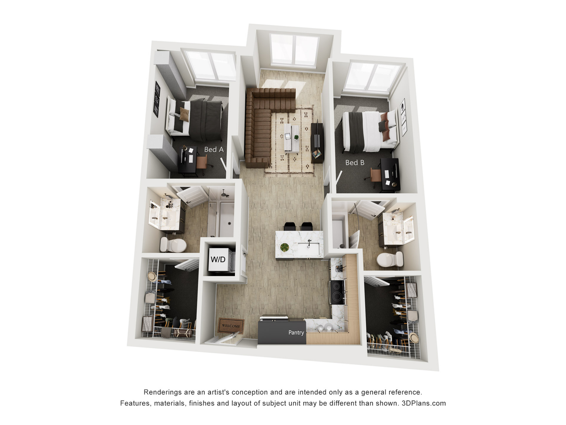 2BR/2BA - B1.1 – ID:1124795 Floorplan Image