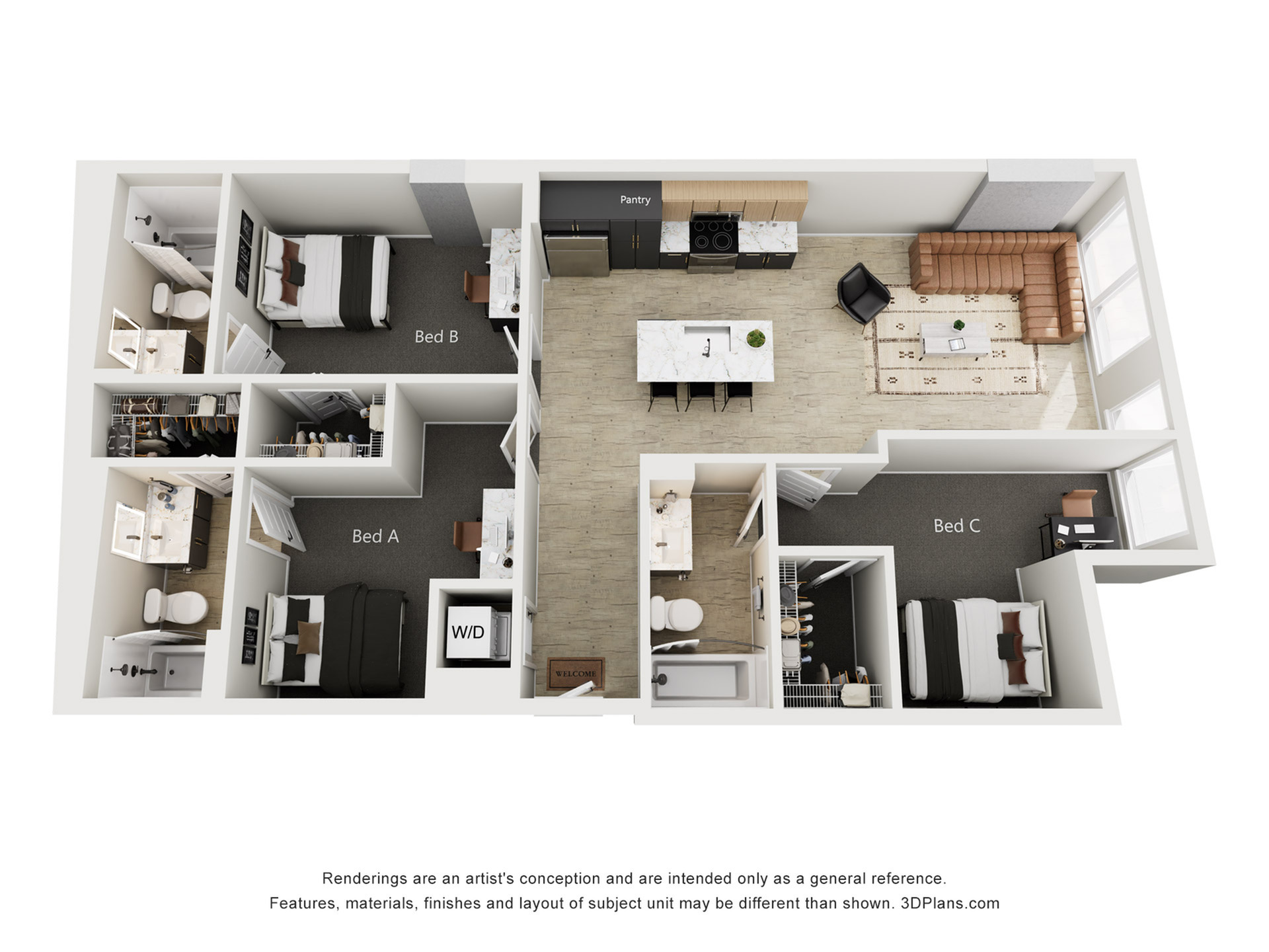 3BR/3BA - C2 – ID:1124799 Floorplan Image