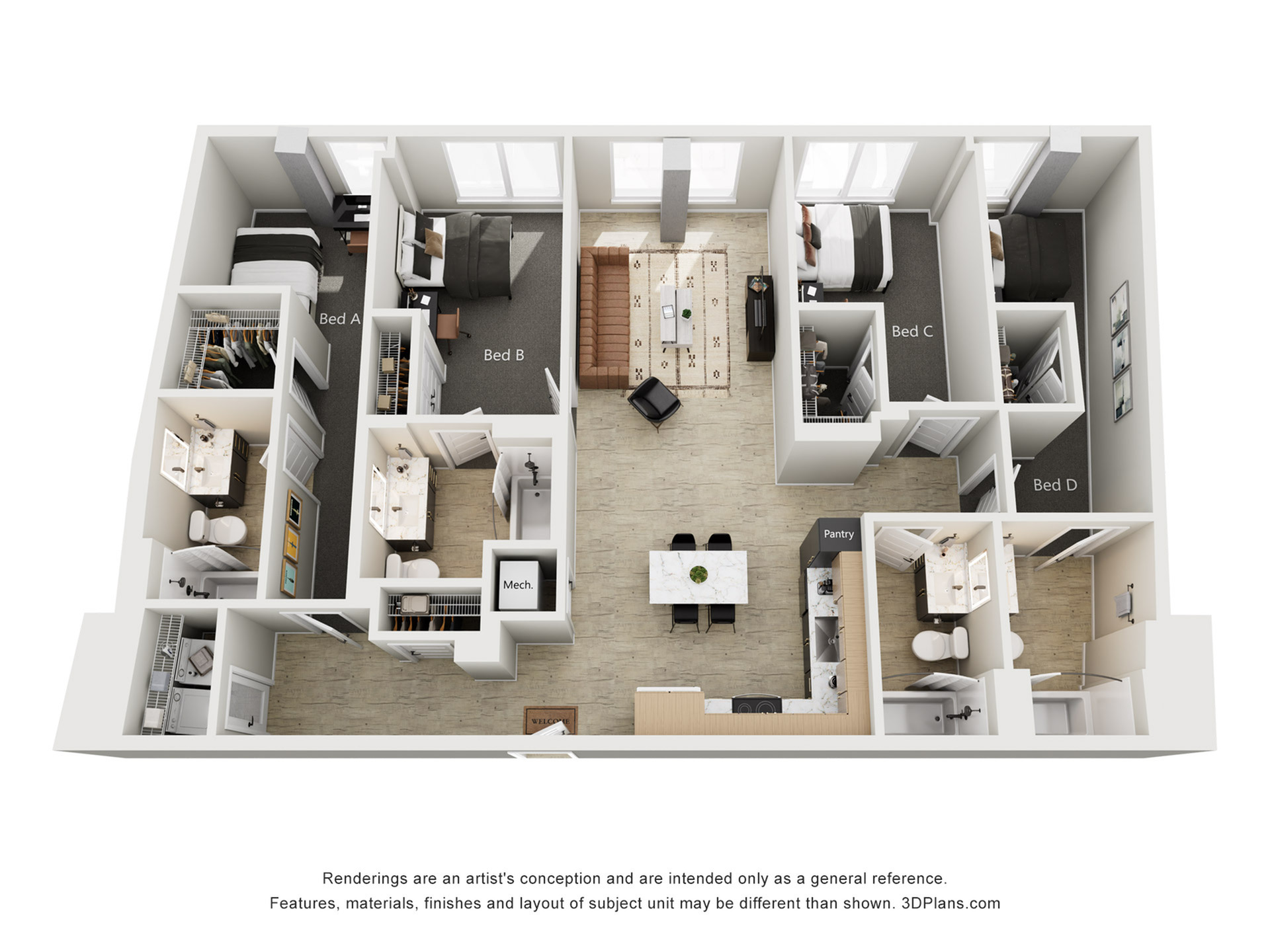 4BR/4BA - D3 ANSI TYPE A – ID:1124158 Floorplan Image