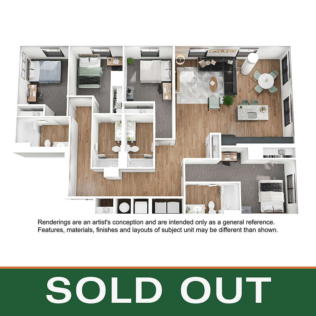 Floor plan layout diagram for 4BR/4BA - D10