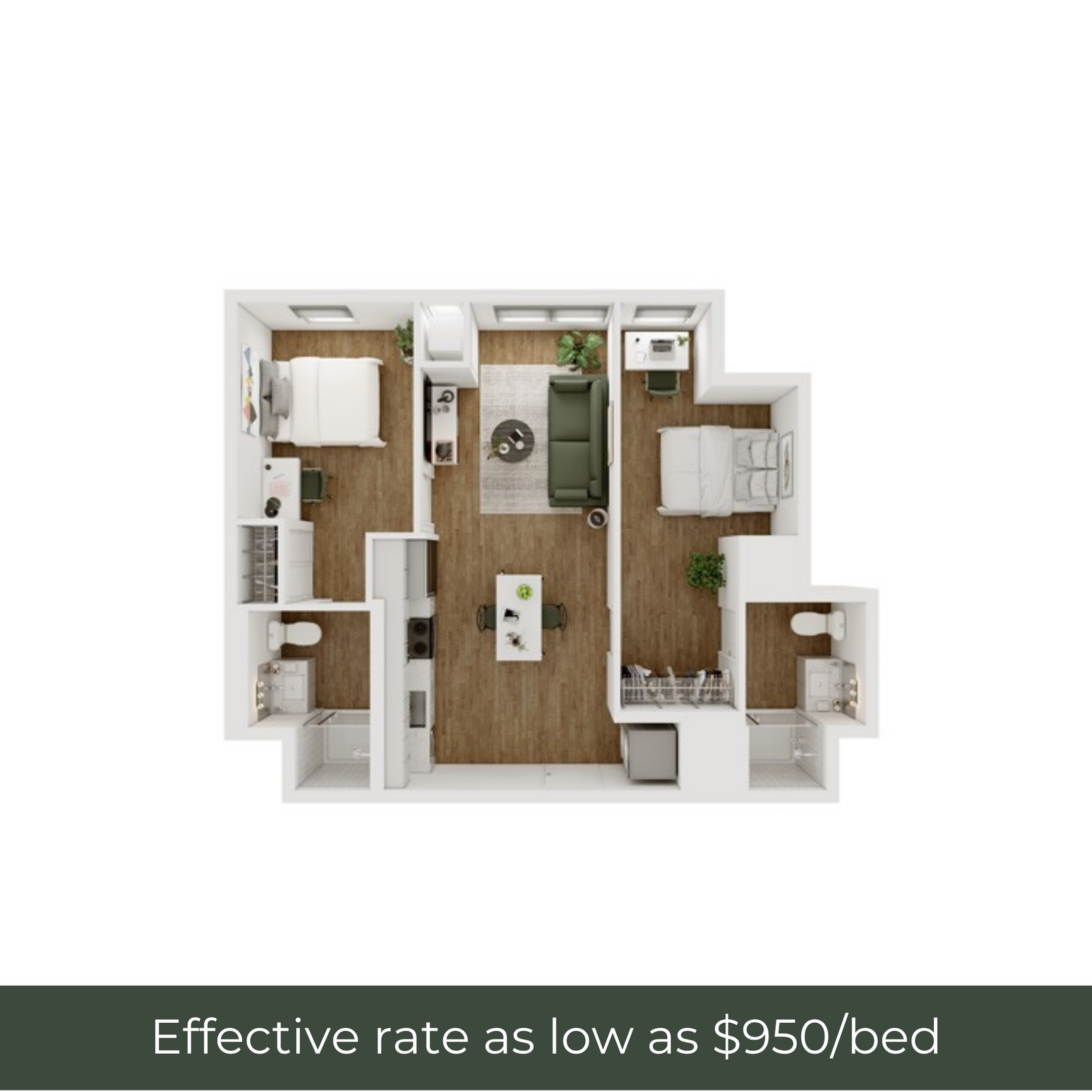 2BR/2BA - D - 2 Furnished
