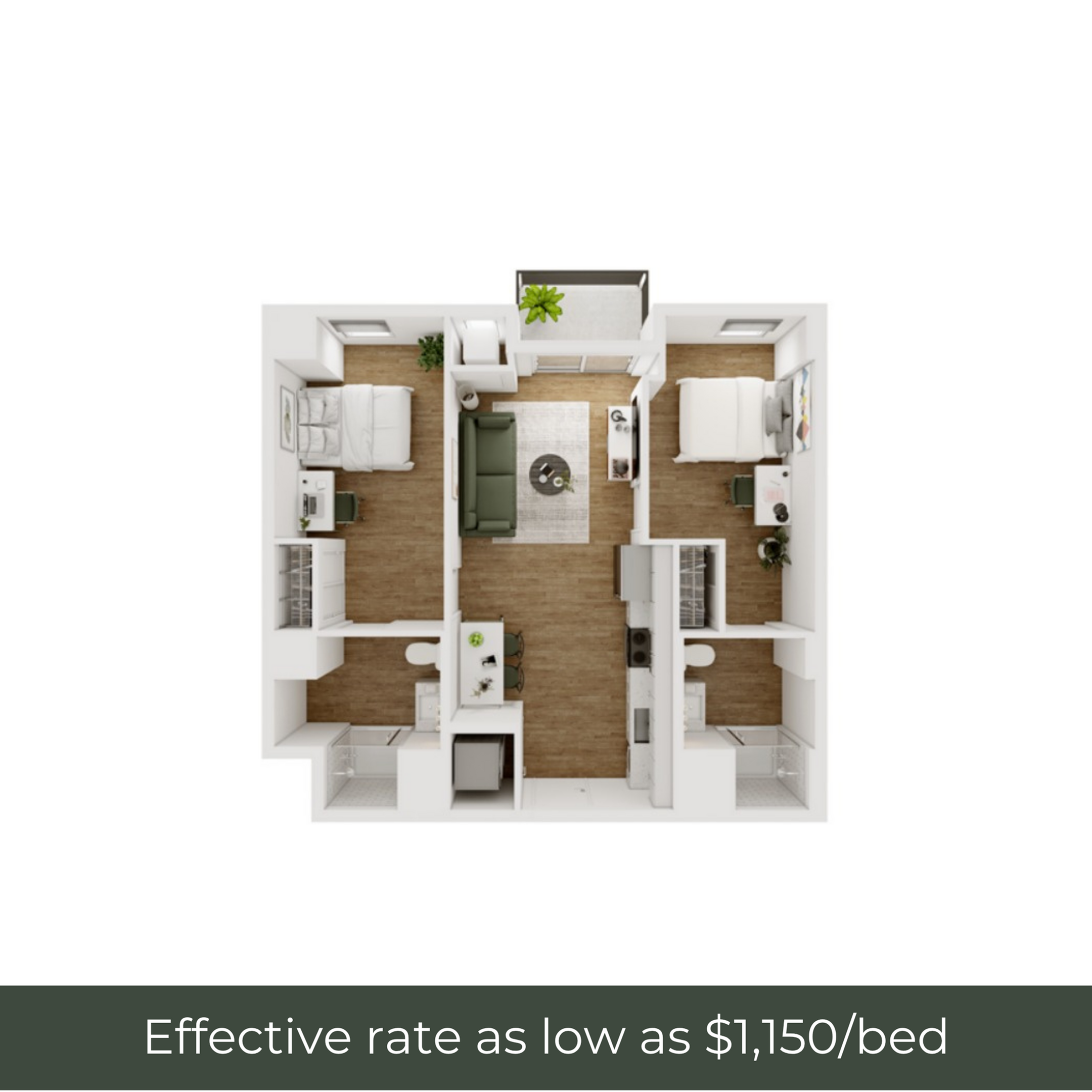 2BR/2BA - D - 3.3 Furnished