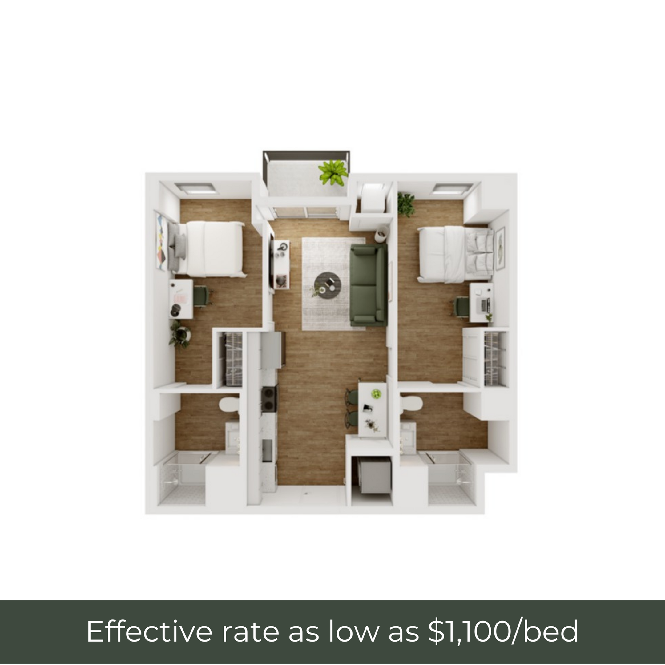 2BR/2BA - D - 3.4 Furnished