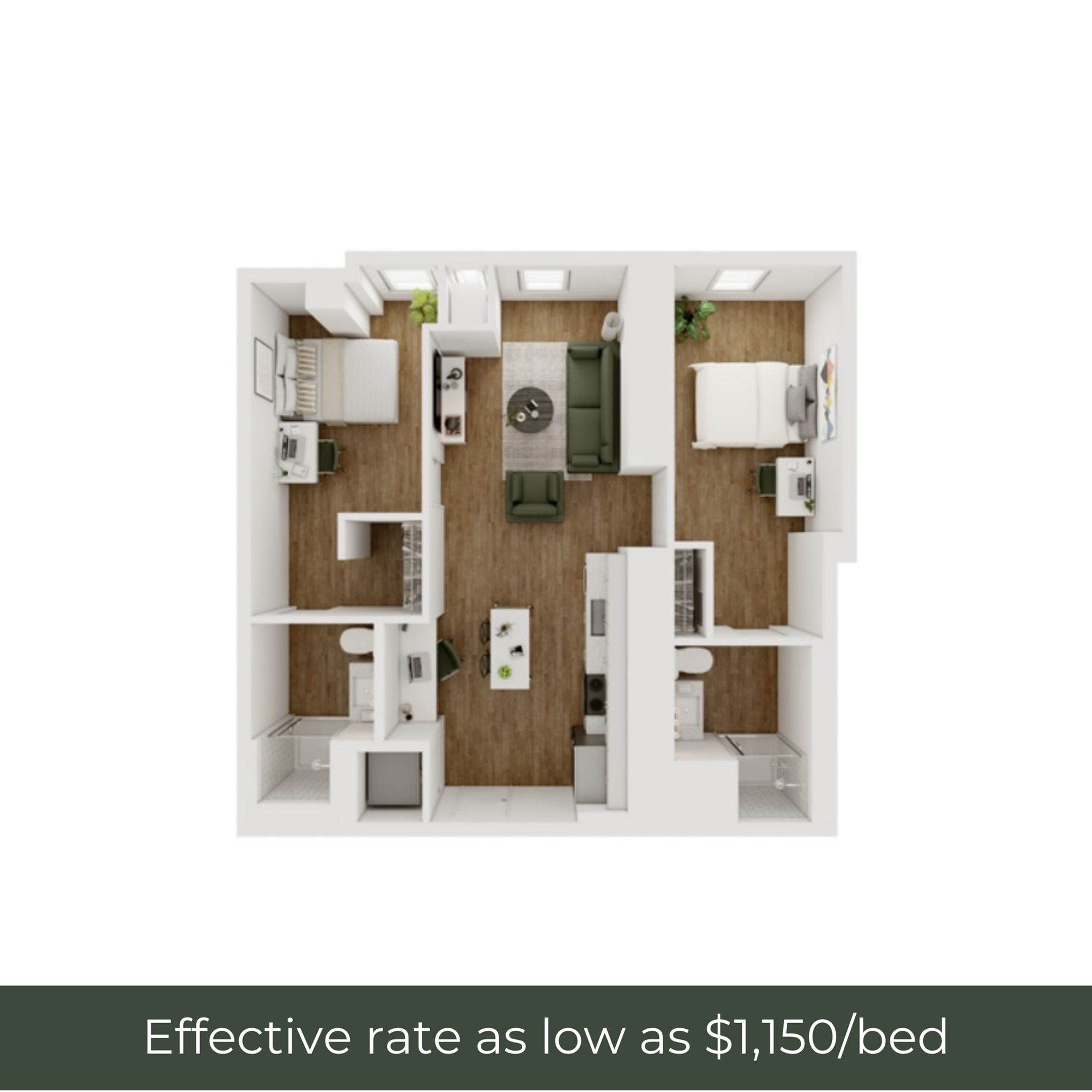 2BR/2BA - D - 4 Furnished