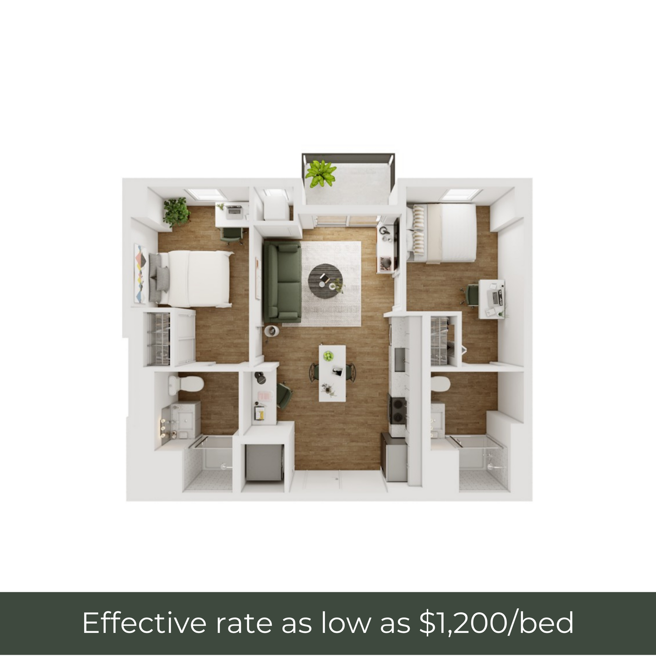 2BR/2BA - D - 5.2 Furnished