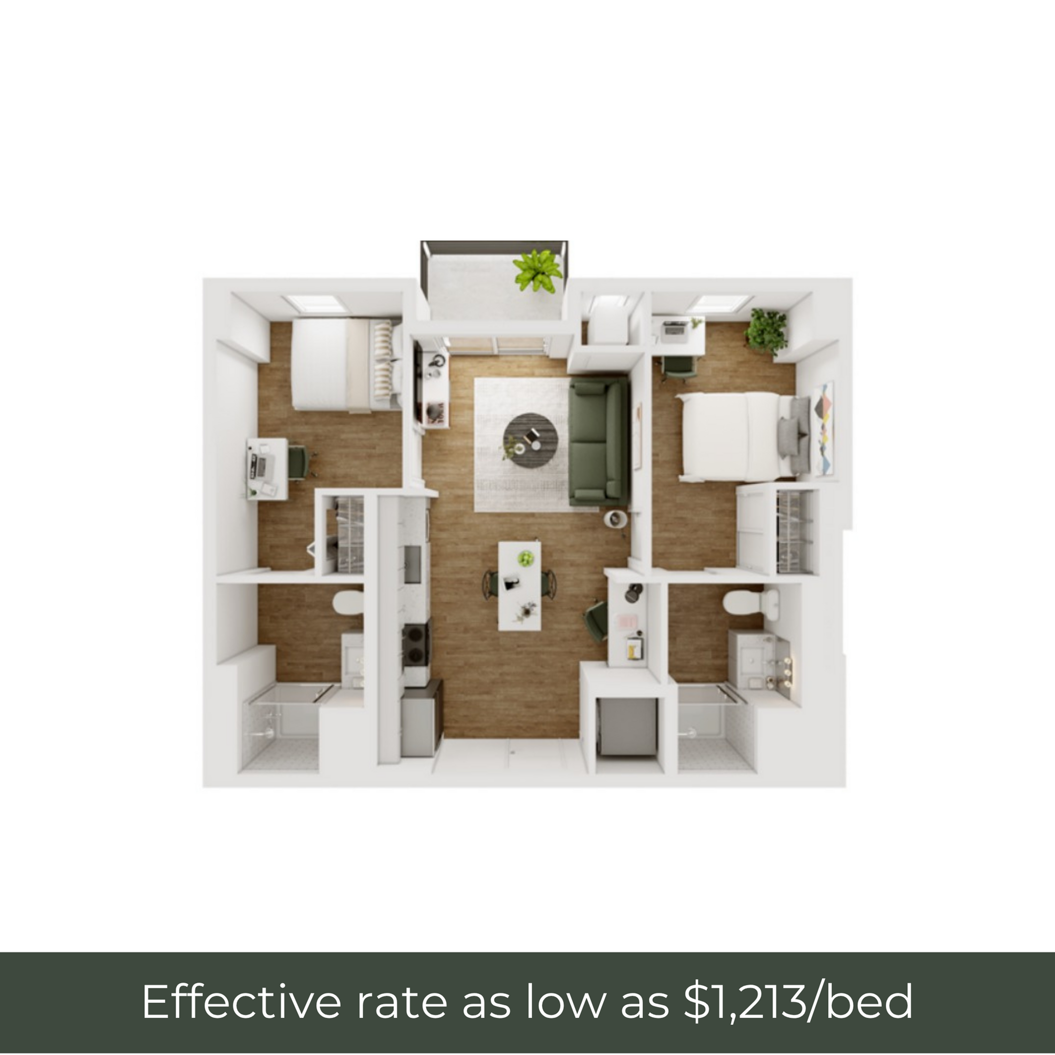 2BR/2BA - D - 5.3 Furnished