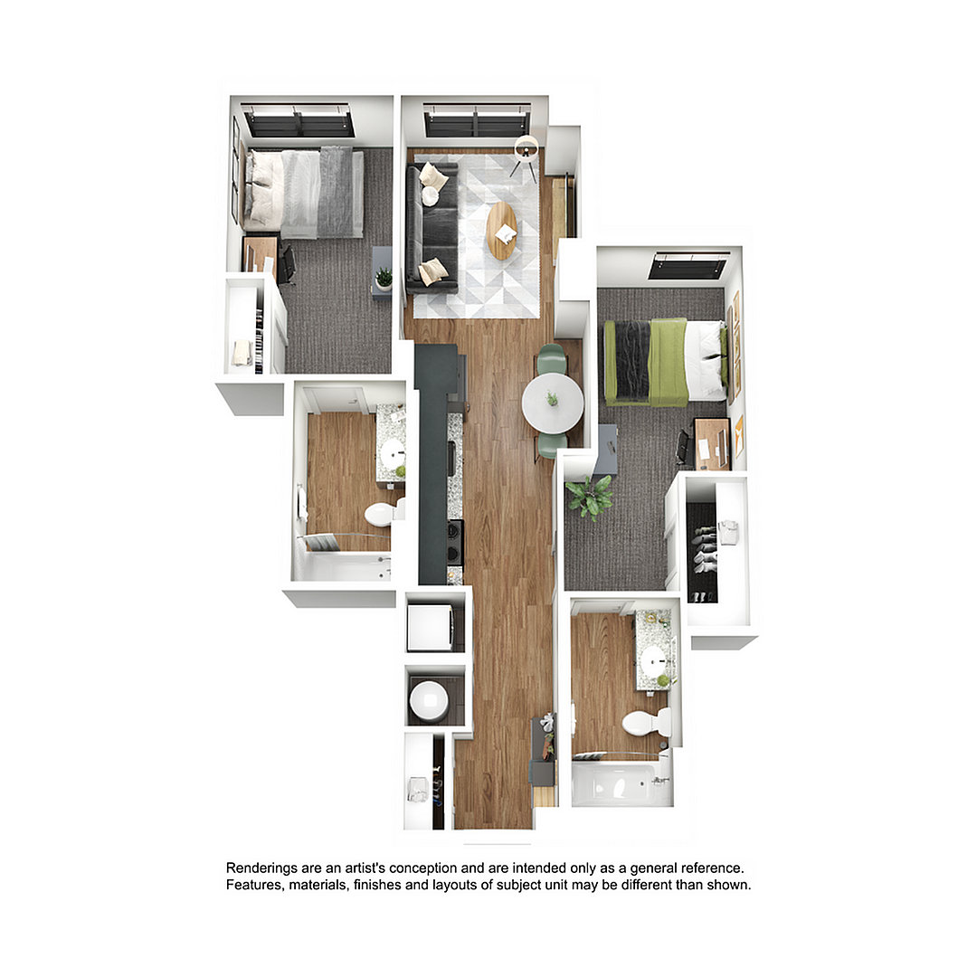 Floor plan layout diagram for 2BR/2BA - B7