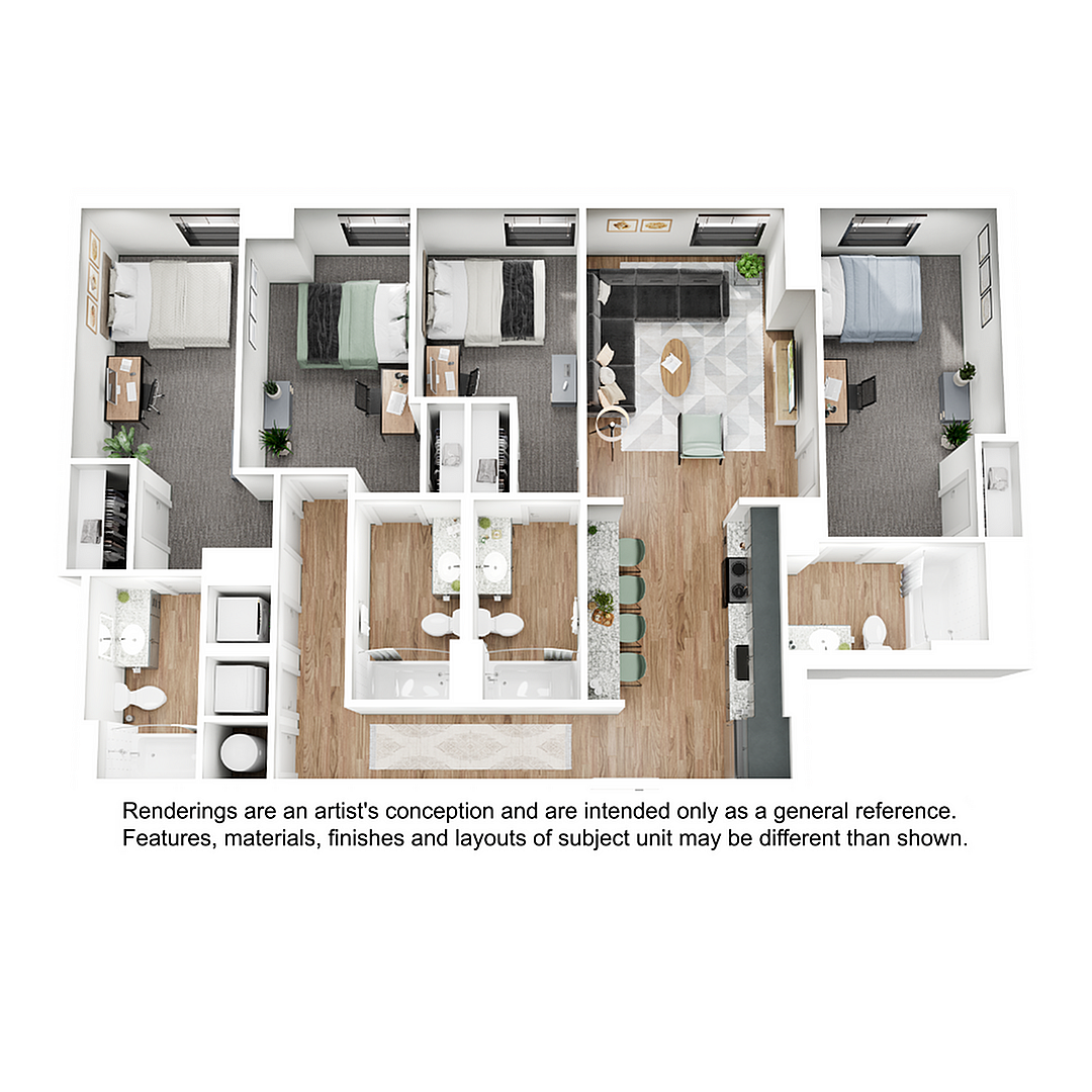 Floor plan layout diagram for 4BR/4BA - D6