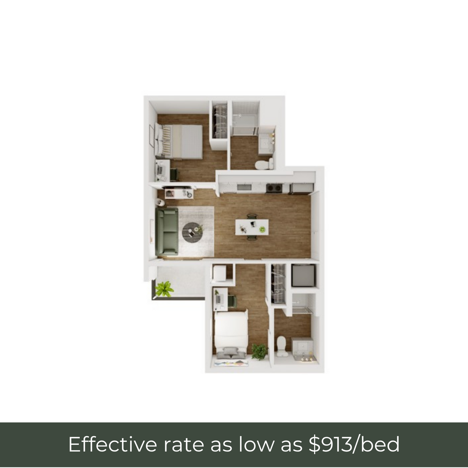 2BR/2BA - D - 7 Furnished