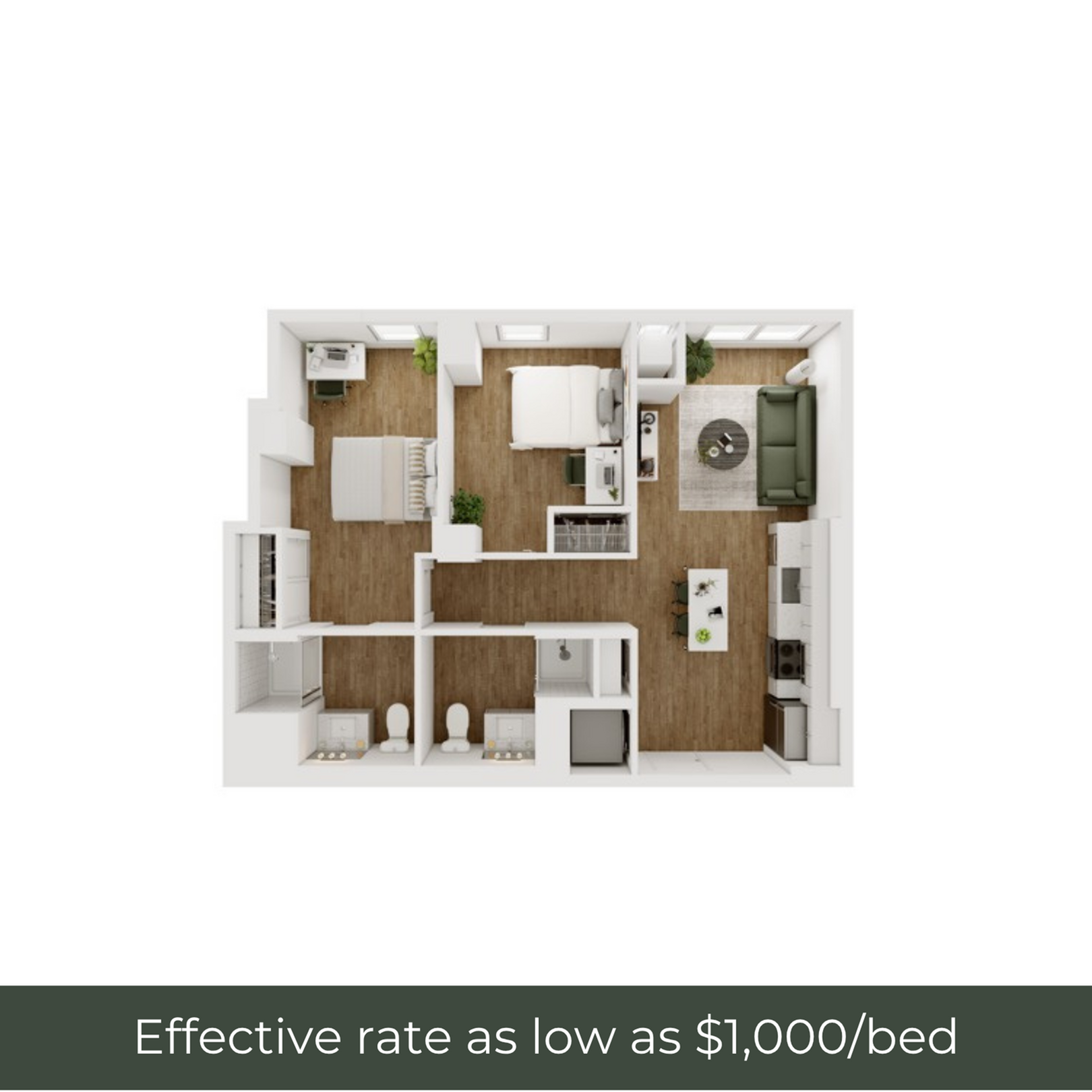 2BR/2BA - D - 6 Furnished