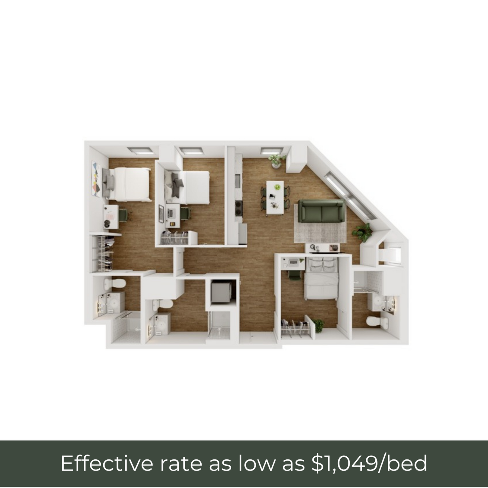 3BR/3BA - E - 1 Furnished