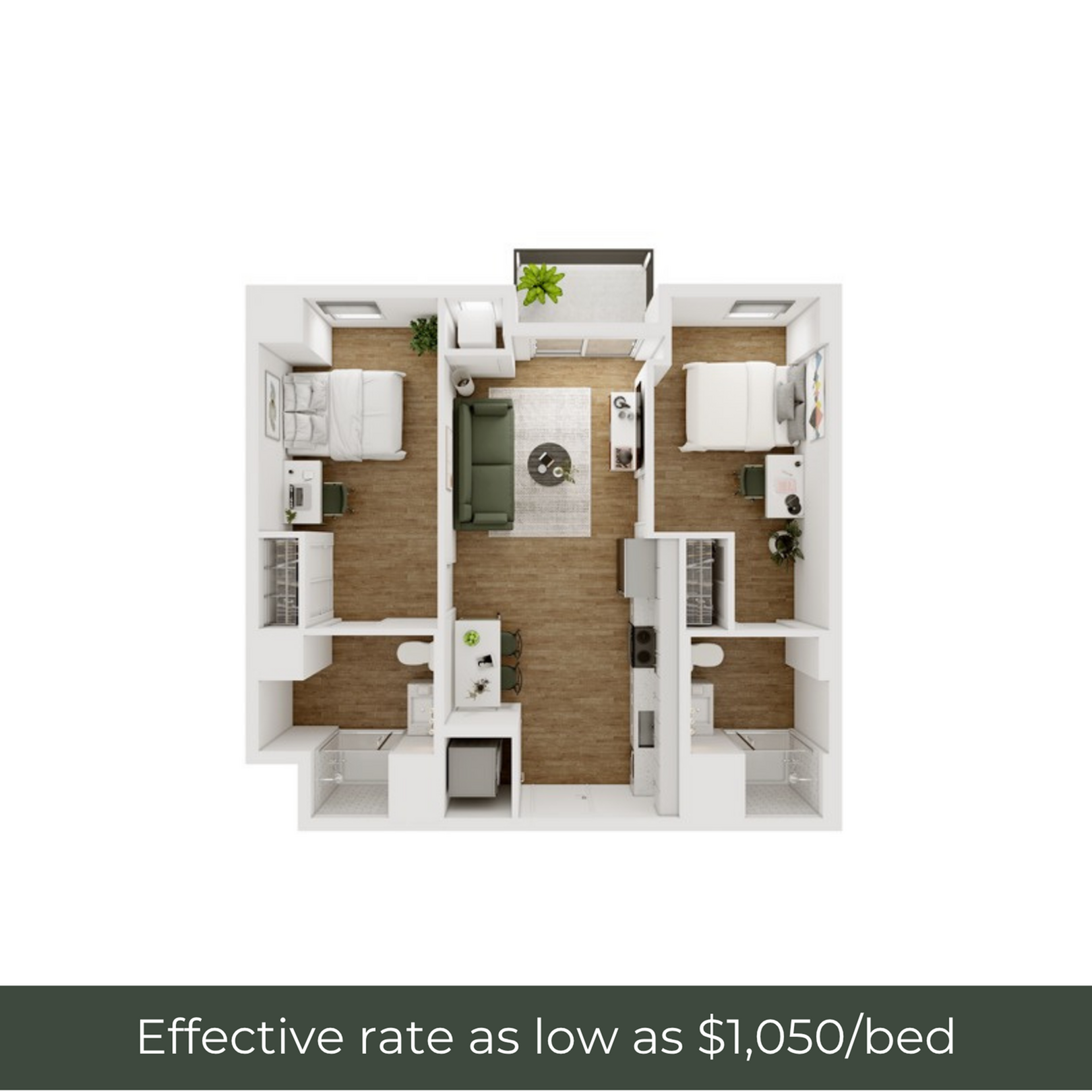 2BR/2BA - D - 3.2 Furnished