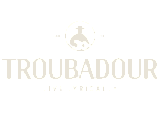 Elegant Troubadour logo with a guitar emblem, emphasizing the vibrant motto 'Live Lyrically' in soft tones.