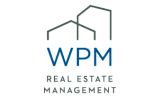 WPM Real Estate Management logo featuring a modern, stylized design of two overlapping buildings, evoking a sense of contemporary urban living.