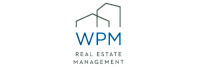 Elegant WPM Real Estate Management logo featuring modern, minimalist building design.