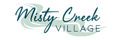 Elegant Misty Creek Village logo featuring sleek, modern typography and stylish flowing lines.