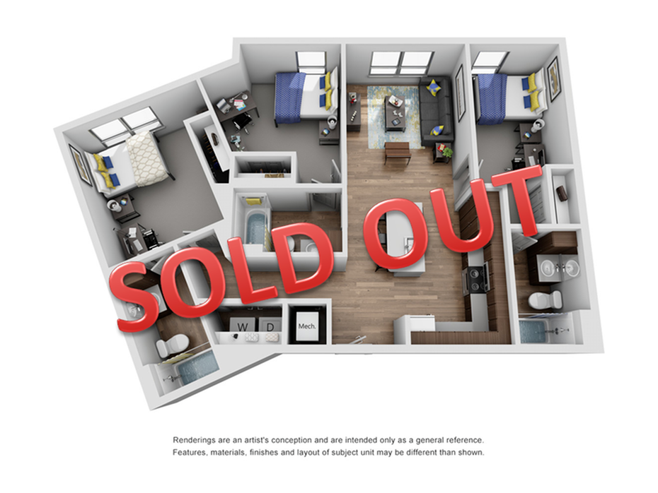 3 Bedroom 3 Bathroom B 3 Bed Apartment The Yard