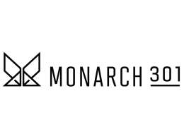 Sleek and modern Monarch 301 logo featuring a minimalist butterfly design.