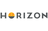 Sleek horizon logo with a vibrant sun rising over the horizon, embodying innovation and a fresh start.