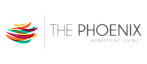 Vibrant and modern logo for The Phoenix Apartment Living, showcasing colorful, abstract shapes symbolizing diverse and dynamic living.